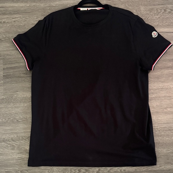 Moncler Classic Black Tee with Red and White Accents - Picture 1 of 3